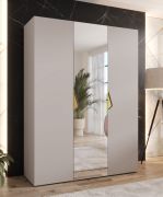 Drehtürenschrank / Kleiderschrank | 1 Spiegeltür | Farbe: Kaschmir | 2 Fächer | Griffe: Gold | 2 Kleiderstangen | Soft-Close | Maße: 150 x 52 x 202 cm