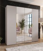 Drehtürenschrank | Farbe: Kaschmir | 2 Spiegeltüren | Griffe: Gold | 2 Fächer | 2 Kleiderstangen | Maße: 200 x 52 x 202 cm | Soft-Close-Funktion