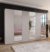 Kleiderschrank | 3 Spiegeltüren | 3 Fächer | Farbe: Kaschmir | 3 Kleiderstangen | Griffe: Kaschmir | Maße: 300 x 52 x 202 cm | Soft-Close-Funktion