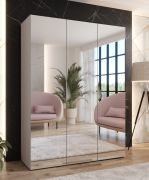 Schlafzimmerschrank mit Spiegel | Farbe: Kaschmir | Soft-Close-Funktion | Griffe: Kaschmir | Maße: 150 x 52 x 202 cm | 2 Fächer | Kleiderschrank | ABS | 2 Kleiderstangen