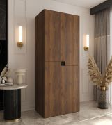 Kleiderschrank / Drehtürenschrank | Farbe: Walnuss Warmia | 4 Drehtüren | 3 Fächer | 1 Kleiderstange | 90 x 52 x 203 cm | für Schlafzimmer | Soft-Close Funktion
