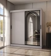 Kleiderschrank / Schiebetürenschrank | Kaschmir | 10 Fächer | 2 Kleiderstangen | dekorative Spiegeltür | 180 x 62 x 200 cm | für Schlafzimmer