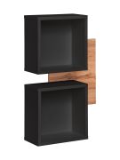 Zwei Hängeregale im modernen Design Pollestad 18, Farbe: Eiche Wotan / Schwarz, für den Vorraum, Maße: 90 x 60 x 22 cm