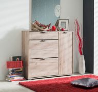Schuhschrank | Farbe: Graueiche | 1 Drehtür | 102 x 33 x 95 cm | 1 Schublade | Kommode für die Garderobe | 2 Kipptüren | 3 Fächer | für den Vorraum