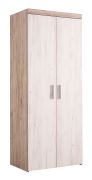 Drehtürenschrank / Kleiderschrank mit zwei Türen Cukarica 02, Farbe: Eiche Grau / Eiche Weiß, ein Fach, eine Kleiderstange, Maße: 202 x 80 x 55 cm