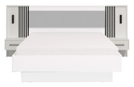 2er Set Nachtkommode Indika 06, Farbe: Weiß / Weiß Matt / Schwarz, eine Schublade, ABS, Maße: 115,5 x 93,5 x 35 cm, für Schlafzimmer