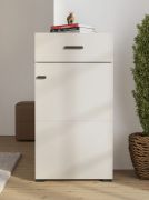 Kommode | 1 Schublade | Farbe: Kaschmir | 1 Drehtür | ABS-Kanten | 3 Fächer | Maße: 51,5 x 35 x 98 cm | Griffe & Beine: Schwarz | für den Eingangsbereich