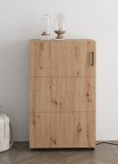 Schuhschrank | Farbe: Eiche Artisan | eine Drehtür | 68 x 33 x 113 cm | schmal | 6 Schuhfächer | schwarzer Griff | kleiner Schrank | für den Vorraum