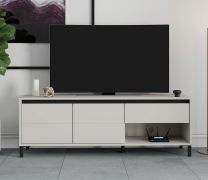 TV-Unterschrank / TV-Schrank | Farbe: Kaschmir | eine Schublade | 151 x 40 x 52 cm | 1 Kabeldurchführung | 2 Drehtüren | 2 Fächer | TV-Möbel