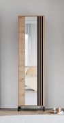 Kleiderschrank / Drehtürenschrank | Farbe: Eiche Artisan / Schwarz | Spiegel | 55 x 40 x 193 cm | eine ausziehbare Kleiderstange | zwei Fächer
