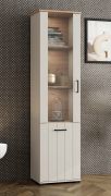 Vitrine | Farbe: Kaschmir / Eiche Artisan | schwarze Griffe | eine Glastür | hoch | 51 x 36 x 191 cm | fünf Fächer | schmal | für Wohnzimmer