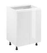 Küchenunterschrank | 1 Drehtür | Farbe: Weiß | verstellbare Beine | 60 x 47 x 82 cm| Soft-Close Funktion | griffloses System | 2 Fächer | Türanschlag wechselbar
