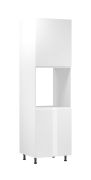 Küchenschrank | Farbe: Weiß | 2 Drehtüren | 4 Fächer | Soft-Close Funktion | 60 x 58 x 212 cm | hochglanzlackiert | griffloses System | für Einbau eines Backofen