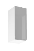 Küchenhängeschrank | 1 Drehtür | Farbe: Grau | 2 Fächer | Soft-Close Funktion | 30 x 32 x 72 cm | hochglanzlackiert | Türanschlag wechselbar | griffloses System