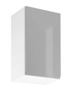 Küchenhängeschrank | 1 Drehtür | Farbe: Grau | 2 Fächer | Soft-Close Funktion | 45 x 32 x 72 cm | hochglanzlackiert | Türanschlag wechselbar | griffloses System