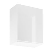 Küchenhängeschrank | 1 Drehtür | Farbe: Weiß | 2 Fächer | Soft-Close Funktion | 60 x 47 x 72 cm | Türanschlag wechselbar | hochglanzlackiert | griffloses System