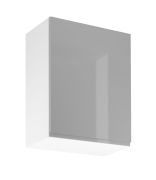 Küchenhängeschrank | 1 Drehtür | Farbe: Grau | 2 Fächer | Soft-Close Funktion | 60 x 47 x 72 cm | Türanschlag wechselbar | hochglanzlackiert | griffloses System