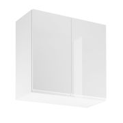 Küchenhängeschrank | 2 Drehtüren | Farbe: Weiß | 2 Fächer | Soft-Close Funktion | 80 x 32 x 72 cm | hochglanzlackiert | griffloses System