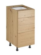 Küchenunterschrank | 4 Schubladen | Farbe: Eiche Artisan | 40 x 47 x 82 cm | verstellbare Beine | hochwertig Verarbeitet | Push-to-open Funktion