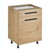 Küchenunterschrank | 1 Schublade | Farbe: Eiche Artisan | 60 x 47 x 82 cm | 1 Drehtür | verstellbare Beine | 2 Fächer | hochwertig Verarbeitet | schwarzer Griff