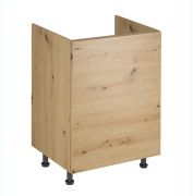 Küchenunterschrank | 1 Drehtür | Farbe: Eiche Artisan | 60 x 47 x 82 cm | 1 Fach | Türanschlag wechselbar | verstellbare Beine