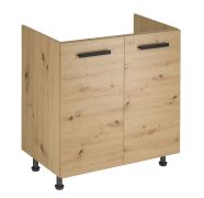 Küchenunterschrank | 1 Drehtür | Farbe: Eiche Artisan | 80 x 47 x 82 cm | 2 Fächer | klassischer Griff oder Push-to-open Funktion | verstellbare Beine