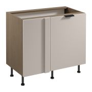 Küchenunterschrank / Eckunterschrank | 1 Drehtür | Farbe: Eiche Baltic Storm / Beige | Push-to-open Funktion | Soft-Close Funktion | 2 Fächer | 100 x 56 x 87 cm | Türanschlag: Links