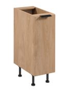Küchenunterschrank | 1 Drehtür | Farbe: Eiche Puccini | 2 Fächer | Soft-Close Funktion | 30 x 52 x 87 cm | schmal | verstellbare Beine | Metallgriff