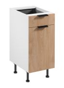 Küchenunterschrank | 1 Schublade | 1 Drehtür | Farbe: Weiß / Eiche Puccini | 2 Fächer | Soft-Close Funktion | 40 x 52 x 87 cm | hochwertig Verarbeitet | verstellbare Beine