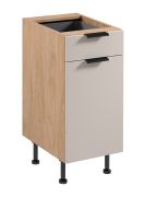 Küchenunterschrank | 1 Schublade | 1 Drehtür | Farbe: Eiche Puccini / Beige | 2 Fächer | Soft-Close Funktion | 40 x 52 x 87 cm | hochwertig Verarbeitet | verstellbare Beine