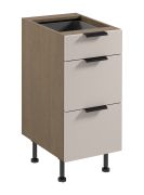 Küchenunterschrank | 3 Schubladen | Farbe: Eiche Baltic Storm / Beige | Soft-Close Funktion | 40 x 52 x 87 cm | Metallgriffe | verstellbare Beine | hochwertig Verarbeitet