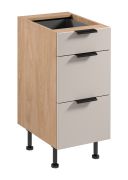 Küchenunterschrank | 3 Schubladen | Farbe: Eiche Puccini / Beige | Soft-Close Funktion | 40 x 52 x 87 cm | Metallgriffe | verstellbare Beine | hochwertig Verarbeitet