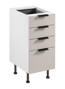 Küchenunterschrank | 4 Schubladen | Farbe: Weiß / Beige | Soft-Close Funktion | 40 x 52 x 87 cm | Metallgriffe | verstellbare Beine | hochwertig Verarbeitet