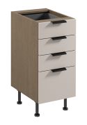 Küchenunterschrank | 4 Schubladen | Farbe: Eiche Baltic Storm / Beige | Soft-Close Funktion | 40 x 52 x 87 cm | Metallgriffe | verstellbare Beine | hochwertig Verarbeitet
