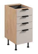 Küchenunterschrank | 4 Schubladen | Farbe: Eiche Puccini / Beige | Soft-Close Funktion | 40 x 52 x 87 cm | Metallgriffe | verstellbare Beine | hochwertig Verarbeitet