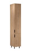 Küchenhochschrank | 2 Drehtüren | Farbe: Eiche Puccini | Soft-Close Funktion | 40 x 58 x 247 cm | 6 Fächer | Metallgriffe | verstellbare Beine | Türanschlag: Rechts