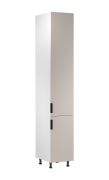 Küchenhochschrank | 2 Drehtüren | Farbe: Weiß / Beige | Soft-Close Funktion | 40 x 58 x 247 cm | 6 Fächer | Metallgriffe | verstellbare Beine | Türanschlag: Links