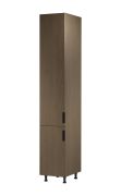Küchenhochschrank | 2 Drehtüren | Farbe: Eiche Baltic Storm | Soft-Close Funktion | 40 x 58 x 247 cm | 6 Fächer | Metallgriffe | verstellbare Beine | Türanschlag: Links
