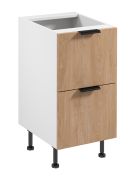 Küchenunterschrank | 2 Schubladen | Farbe: Weiß / Eiche Puccini | Soft-Close Funktion | 45 x 52 x 87 cm | Metallgriffe | verstellbare Beine | hochwertig Verarbeitet