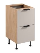 Küchenunterschrank | 2 Schubladen | Farbe: Eiche Puccini / Beige | Soft-Close Funktion | 45 x 52 x 87 cm | Metallgriffe | verstellbare Beine | hochwertig Verarbeitet