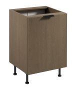 Küchenunterschrank | 1 Drehtür | Farbe: Eiche Baltic Storm | Soft-Close Funktion | 60 x 52 x 87 cm | 2 Fächer | Metallgriffe | verstellbare Beine