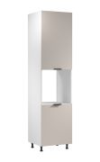 Küchenschrank | 2 Drehtüren | Farbe: Weiß / Beige | Soft-Close Funktion | 60 x 58 x 247 cm | 5 Fächer | Metallgriffe | für Einbau eines Backofen | Türanschlag: Links