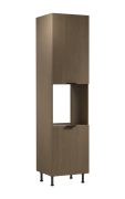 Küchenschrank | 2 Drehtüren | Farbe: Eiche Baltic Storm | Soft-Close Funktion | 60 x 58 x 247 cm | 5 Fächer | Metallgriffe | für Einbau eines Backofen | Türanschlag: Links