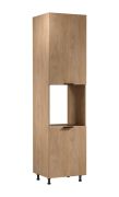 Küchenschrank | 2 Drehtüren | Farbe: Eiche Puccini | Soft-Close Funktion | 60 x 58 x 247 cm | 5 Fächer | Metallgriffe | für Einbau eines Backofen | Türanschlag: Links