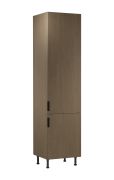 Küchenhochschrank | 2 Drehtüren | Farbe: Eiche Baltic Storm | Soft-Close Funktion | 60 x 58 x 247 cm | 6 Fächer | Metallgriffe | verstellbare Beine | Türanschlag: Rechts