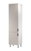 Küchenschrank | 2 Drehtüren | Farbe: Weiß / Beige | 5 Innenschubladen mit Vollauszug | 60 x 58 x 247 cm | Soft-Close Funktion | Türanschlag: Links