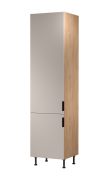 Küchenschrank | 2 Drehtüren | Farbe: Eiche Puccini / Beige | 5 Innenschubladen mit Vollauszug | 60 x 58 x 247 cm | Soft-Close Funktion | Türanschlag: Links