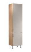 Küchenschrank | 2 Drehtüren | Farbe: Eiche Puccini / Beige | 5 Innenschubladen mit Vollauszug | 60 x 58 x 247 cm | Soft-Close Funktion | Türanschlag: Rechts
