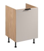 Spülenunterschrank | 1 Drehtür | Farbe: Eiche Puccini / Beige | 1 Fach | 60 x 52 x 87 cm | Soft-Close Funktion | Metallgriff | verstellbare Beine