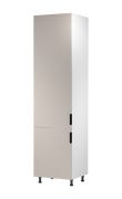 Küchenschrank | 2 Drehtüren | Farbe: Weiß / Beige | 1 Fach | 60 x 58 x 247 cm | Soft-Close Funktion | für Einbau eines Kühlschranks | Türanschlag: Links